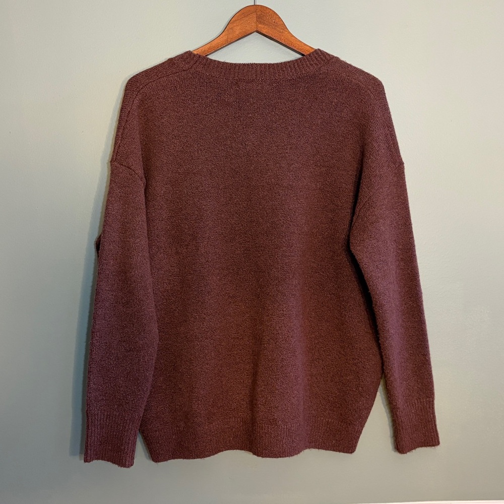 Grade & Gather Size Small Mahogany Knit Floral Oversized Sweater - Picture 6 of 8